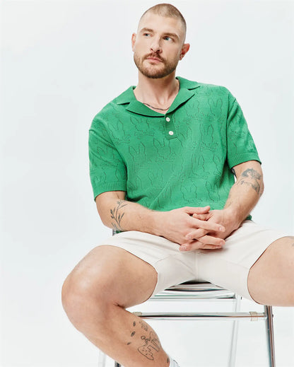 MENS HAROLD POINTELLE ALL OVER BUNNY KNIT POLO - MT0100168