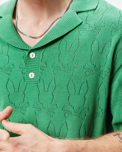 MENS HAROLD POINTELLE ALL OVER BUNNY KNIT POLO - MT0100168