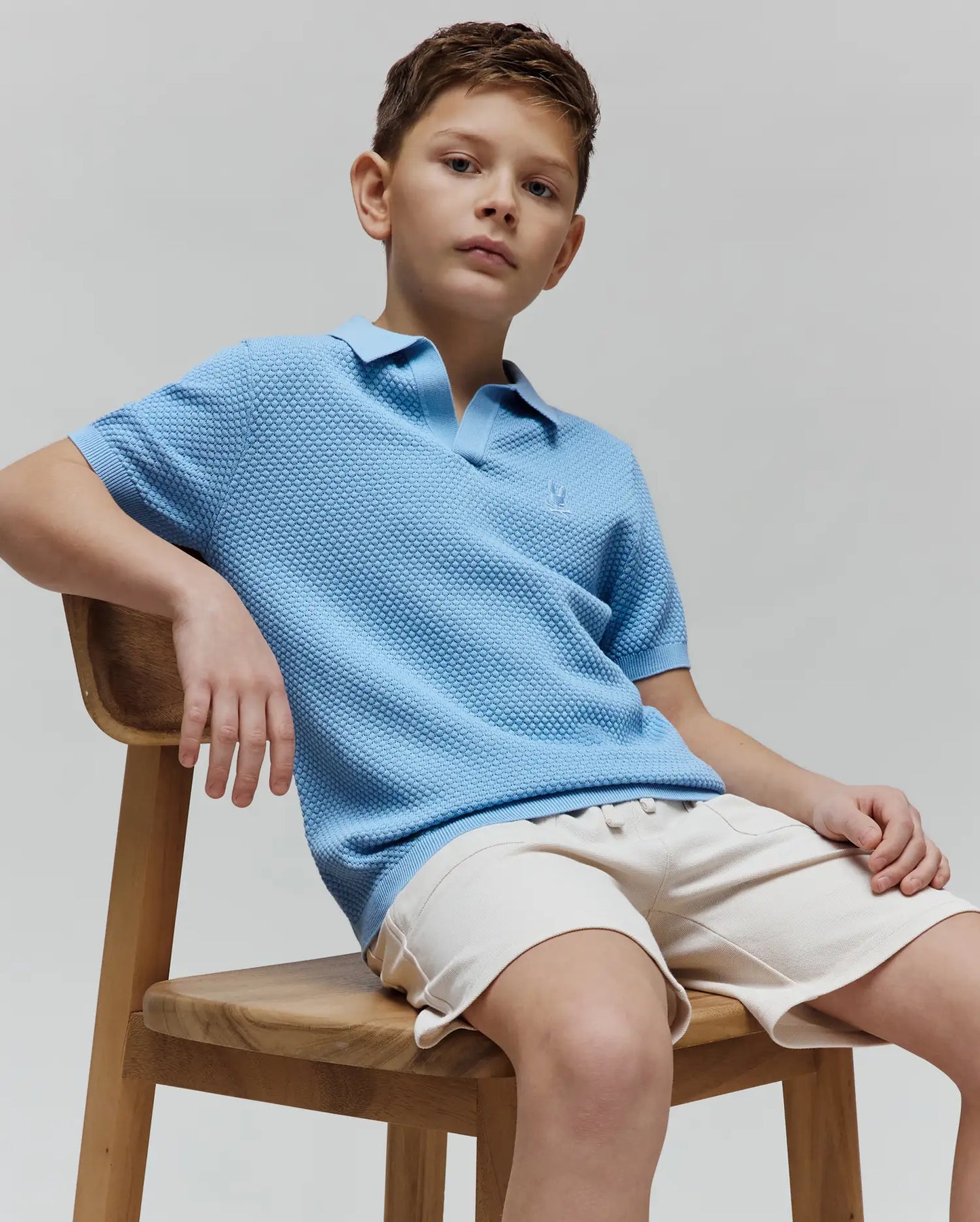 KIDS DEVON BUBBLE STITCH KNIT POLO - KT0100093