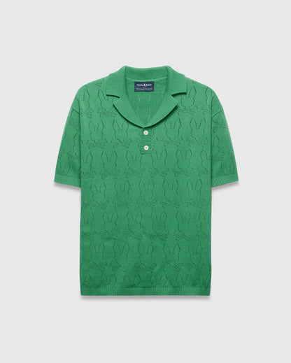MENS HAROLD POINTELLE ALL OVER BUNNY KNIT POLO - MT0100168