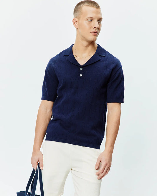 MENS HAROLD POINTELLE ALL OVER BUNNY KNIT POLO - MT0100168
