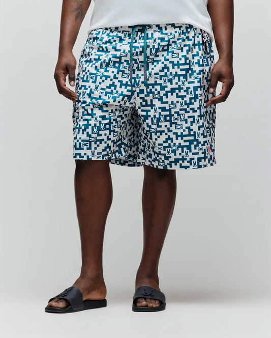 MENS BIG AND TALL JOSH ALL OVER BUNNY SWIM TRUNK 6" - BB1000010
