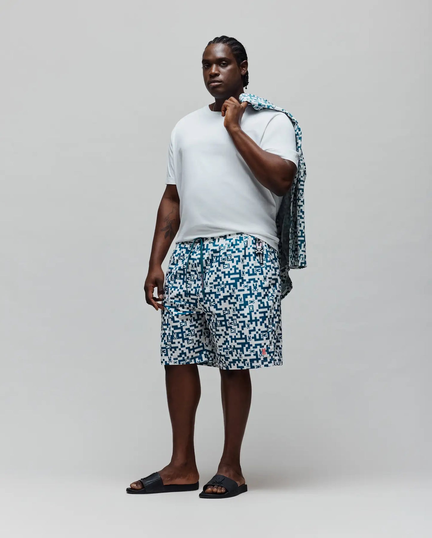 MENS BIG AND TALL JOSH ALL OVER BUNNY SWIM TRUNK 6" - BB1000010
