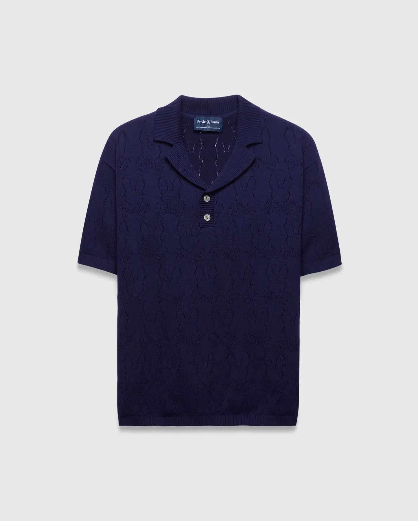 MENS HAROLD POINTELLE ALL OVER BUNNY KNIT POLO - MT0100168
